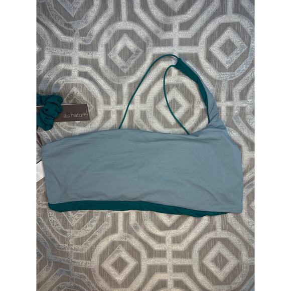 Gottex Au Naturel Reversible Bikini Swim Top Size 8 V-Neck‎ Solid Green Double - Picture 7 of 7